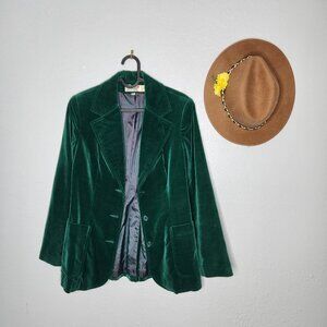 Personal by Leslie Fay Size 8 Green Velvet Jacket Blazer Vintage
